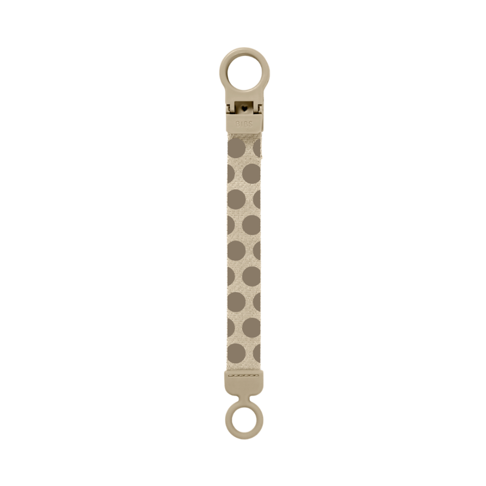 Lantisor clip Loop pentru suzeta, BIBS Studio Collection Polka Dots, Mega Vanilla Dark Oak
