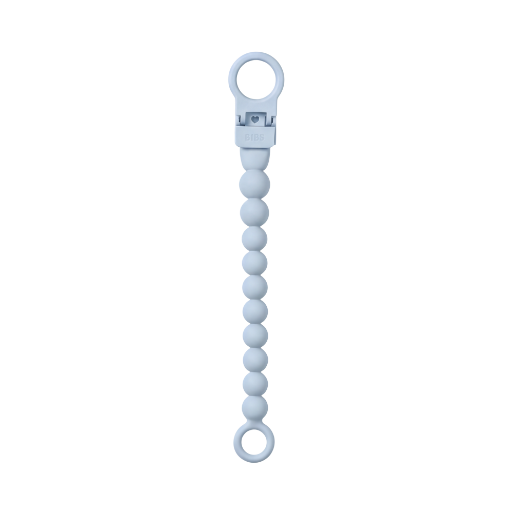 Clip pentru suzeta BIBS Beaded, cu margele din silicon Baby Blue