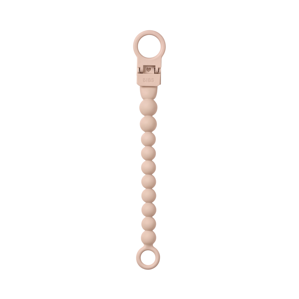 Clip pentru suzeta BIBS Beaded, cu margele din silicon Blush