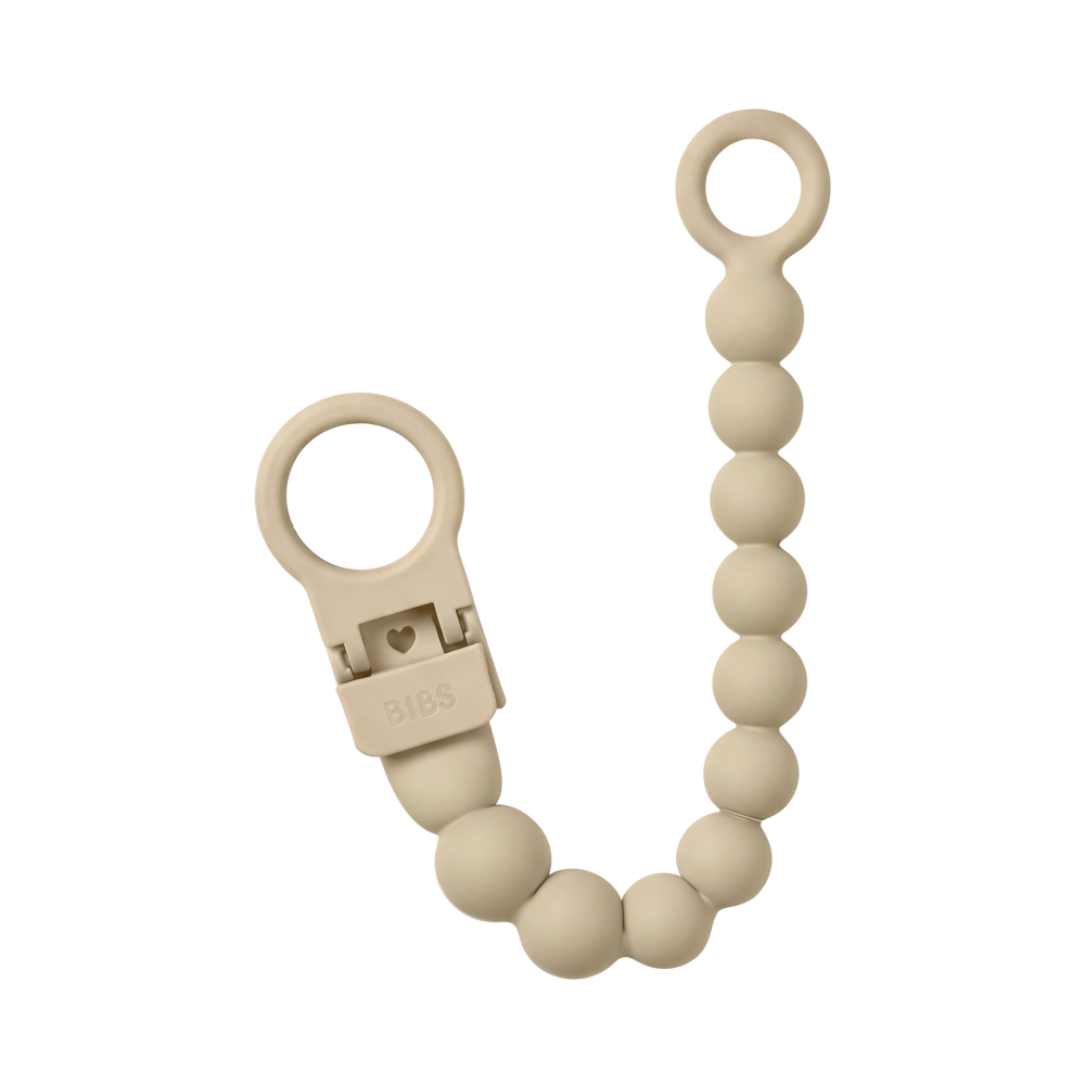 Clip pentru suzeta BIBS Beaded, cu margele din silicon Ivory