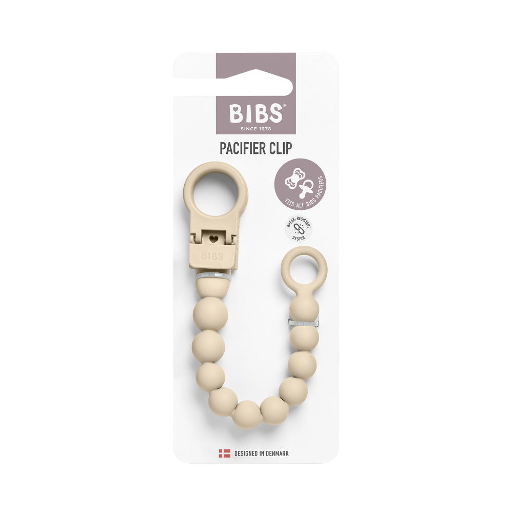 Clip pentru suzeta BIBS Beaded, cu margele din silicon Ivory