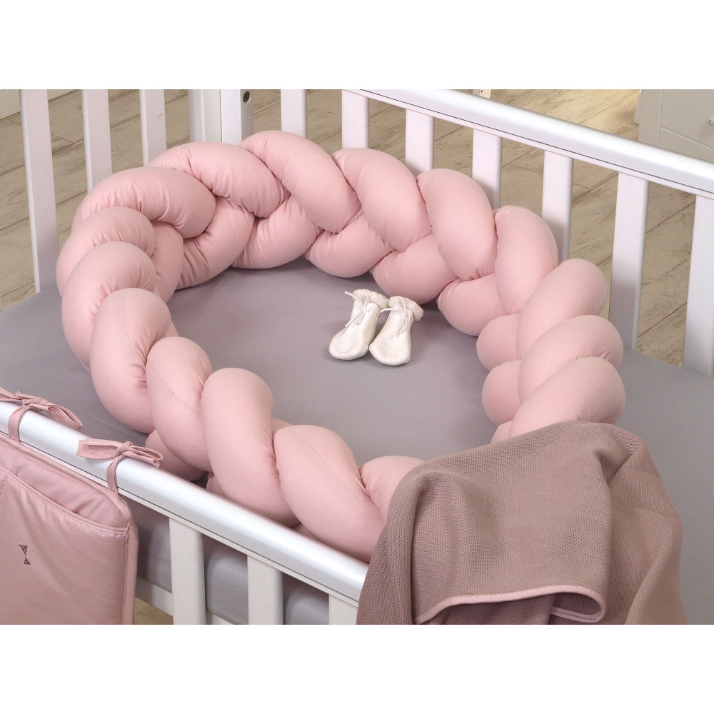 Jolie - Protectie impletita pentru patut si Baby nest Pure Rose, 210*21 cm