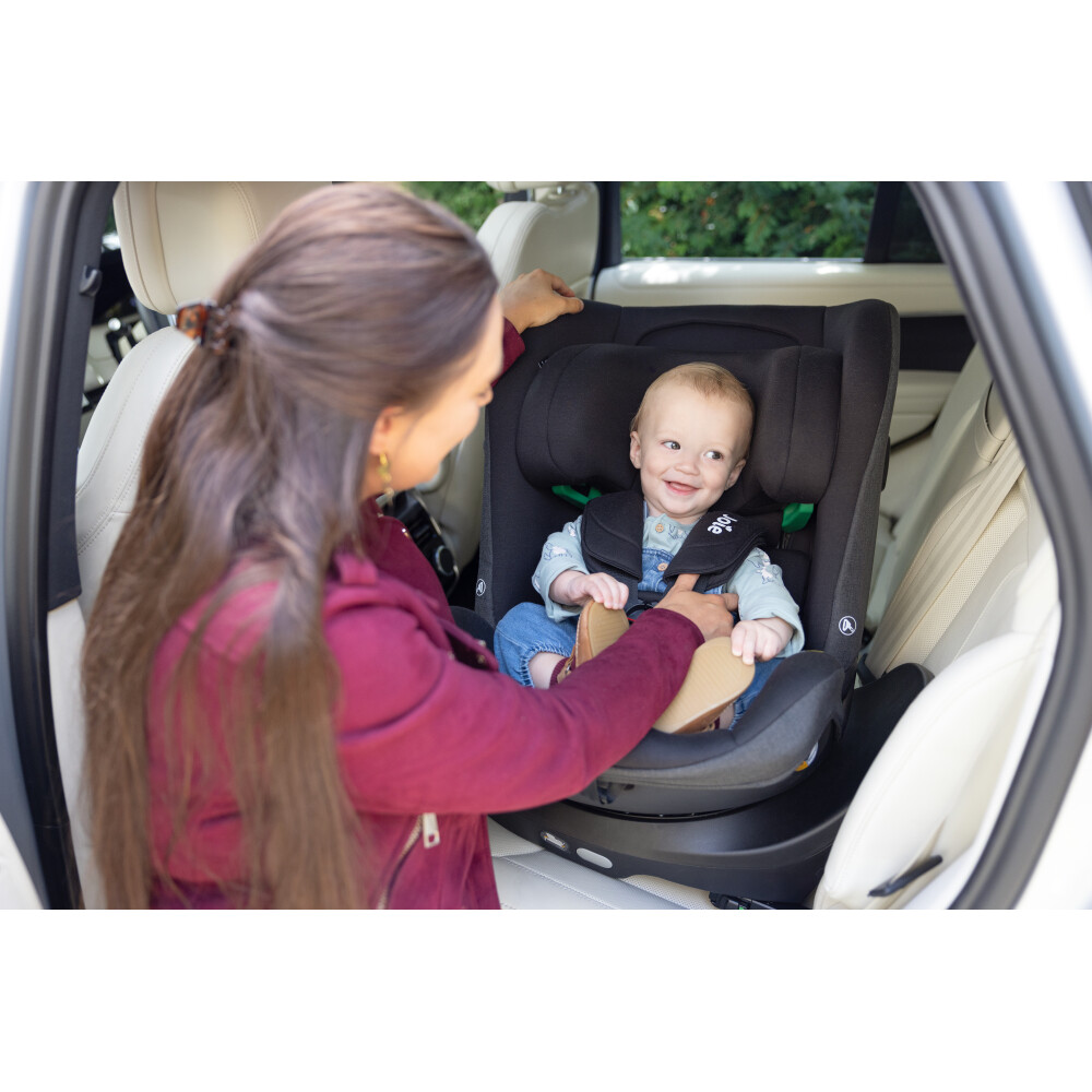 Scaun auto pentru copii Joie i-Size i-Pivot 360° Dark Slate, nastere - 105 cm, testat Suplimentar la impact lateral, frontal si din spate