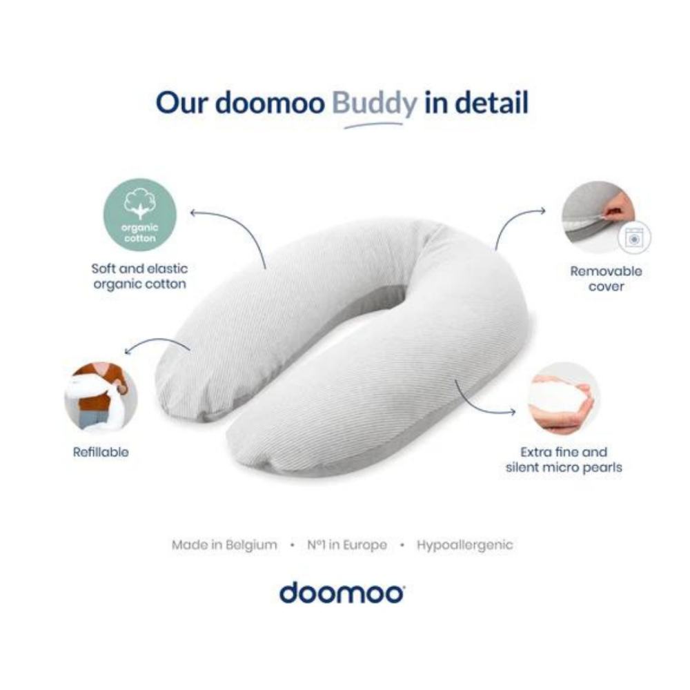  Doomoo - Perna mare pentru gravide si bebelusi 3 in 1, bumbac organic Buddy Leaves Aqua Green