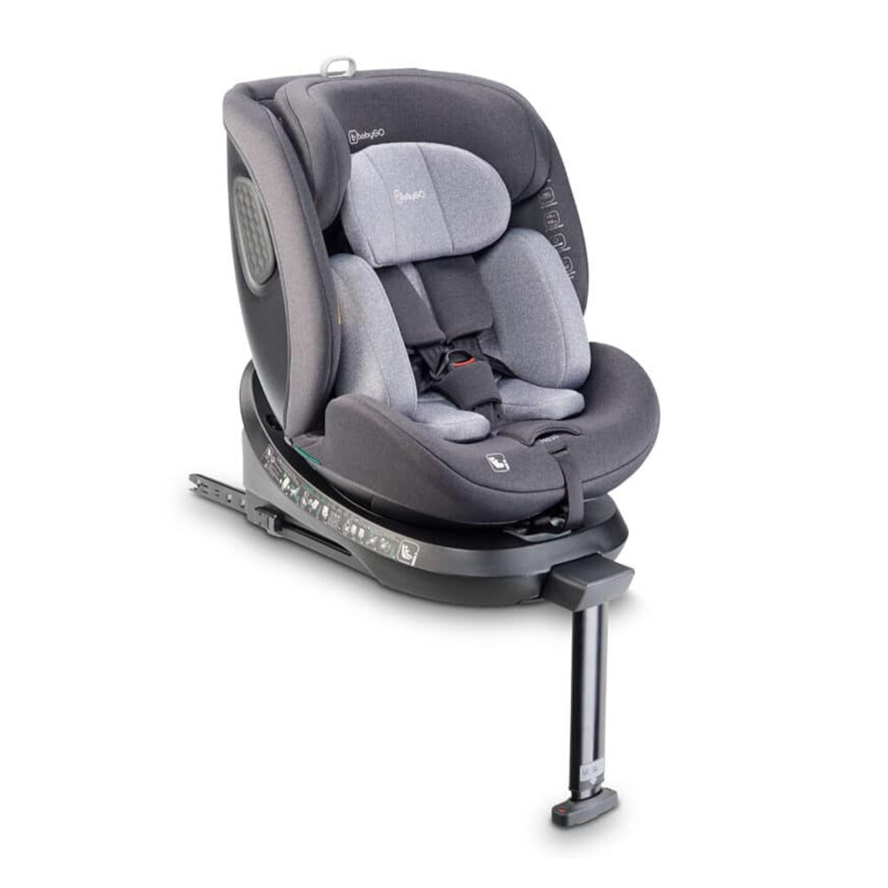 BabyGo - Scaun auto rotativ cu isofix, MOVE360 Grey, 40-150 cm, testat Suplimentar la impact lateral, frontal si din spate
