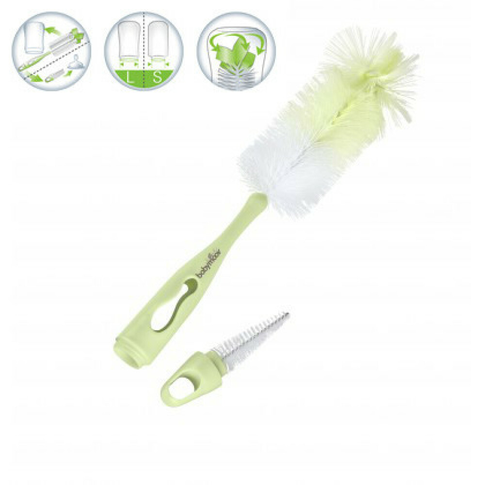 Babymoov - Perie 2 In 1 pentru curatarea biberoanelor verde