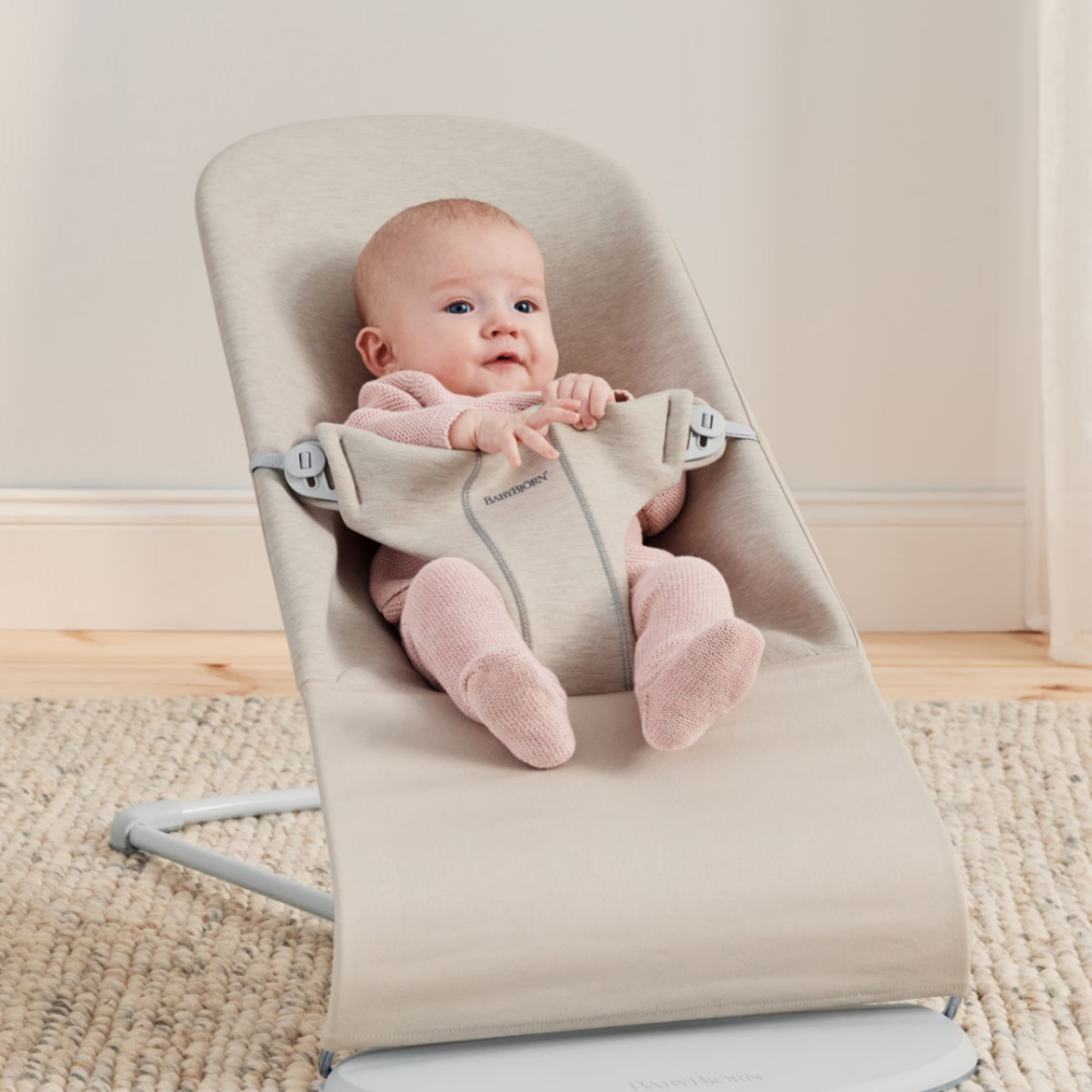 Balansoar BabyBjorn Bliss din material 3D Jersey, Light Beige