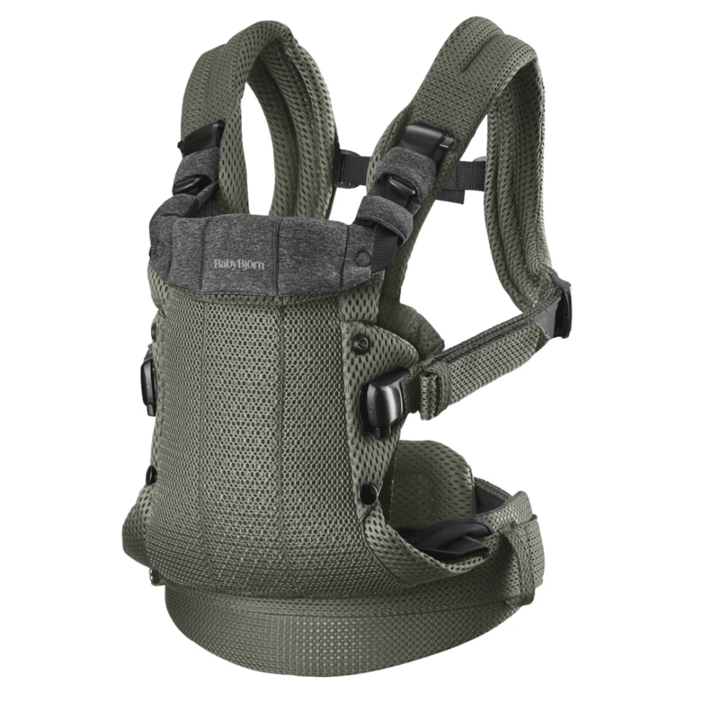 Marsupiu anatomic cu multiple pozitii de purtare BabyBjorn colectia Harmony, Dark Green, 3D Mesh