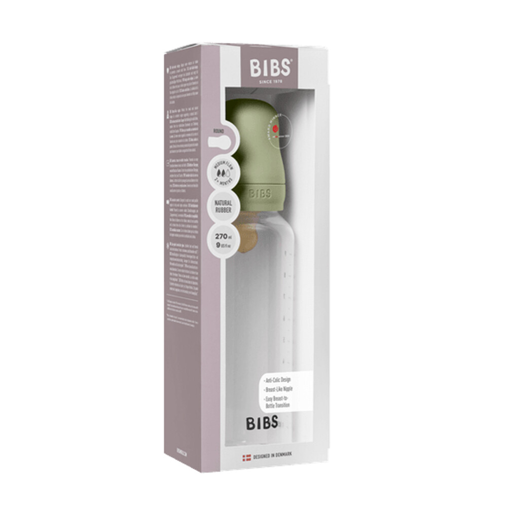 BIBS - Set complet biberon anticolici PP fara BPA, 270 ml, Latex, Sage