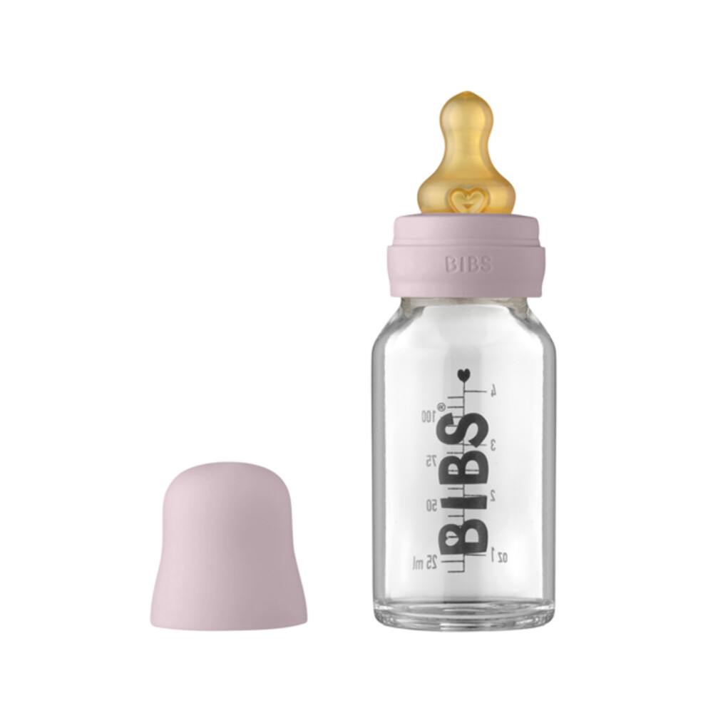 BIBS - Set complet biberon din sticla anticolici, 110 ml, Dusky Lilac