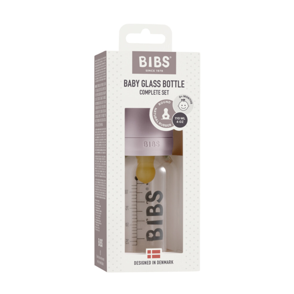 BIBS - Set complet biberon din sticla anticolici, 110 ml, Dusky Lilac
