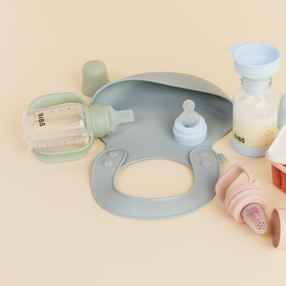 Set biberon BIBS tip Sippy Cup PP 150 ml cu cioc din silicon și sistem antipicurare, Ivory