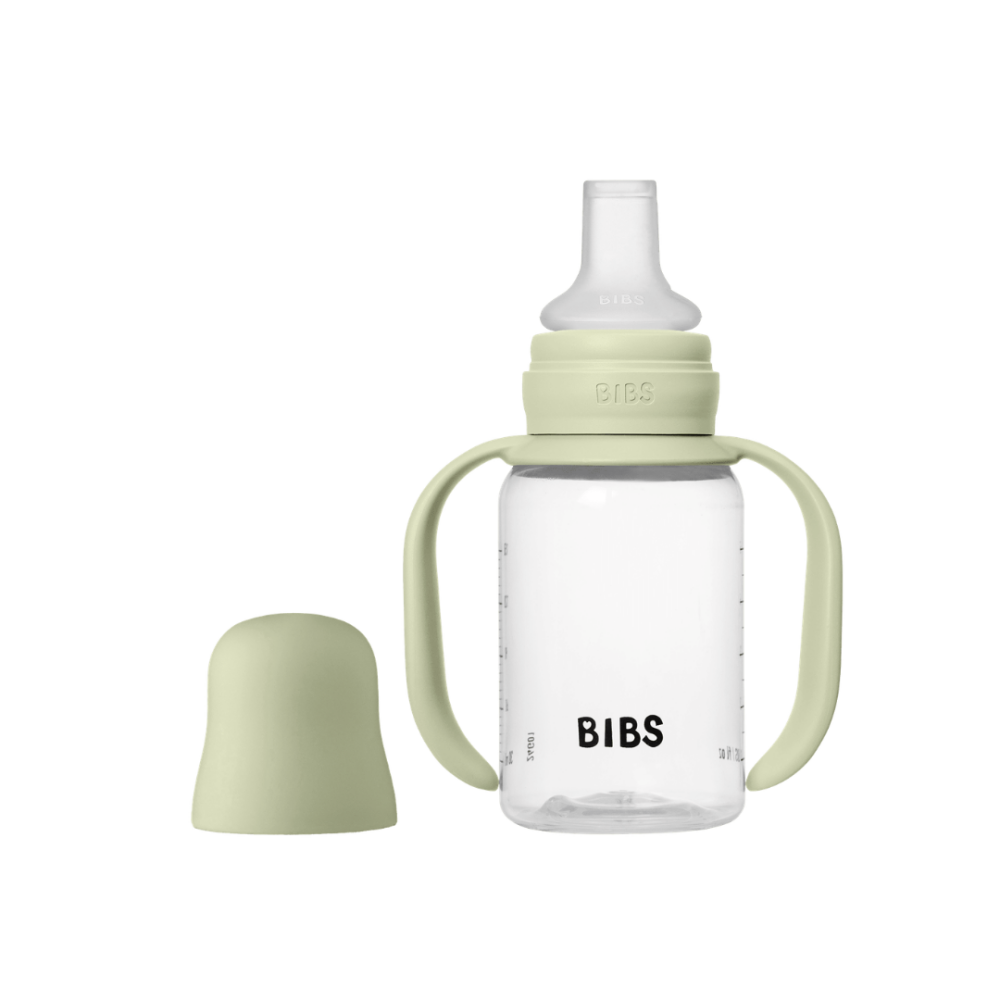 Set biberon BIBS tip Sippy Cup PP 150 ml cu cioc din silicon și sistem antipicurare, Sage
