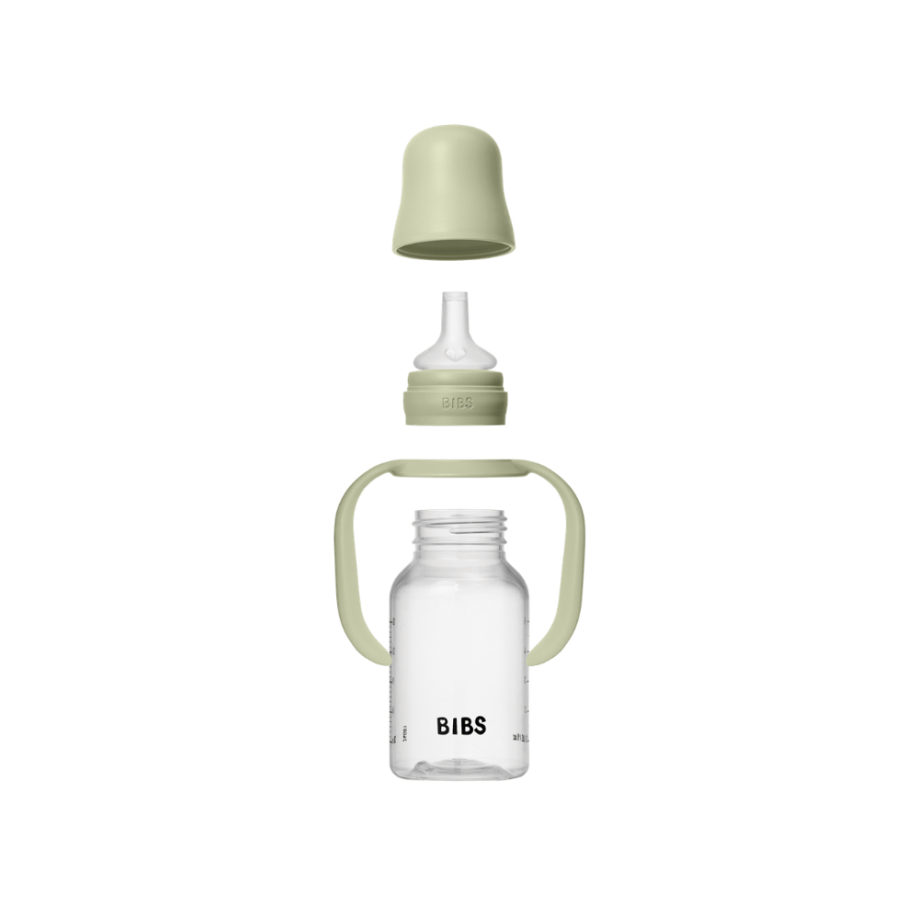 Set biberon BIBS tip Sippy Cup PP 150 ml cu cioc din silicon și sistem antipicurare, Sage