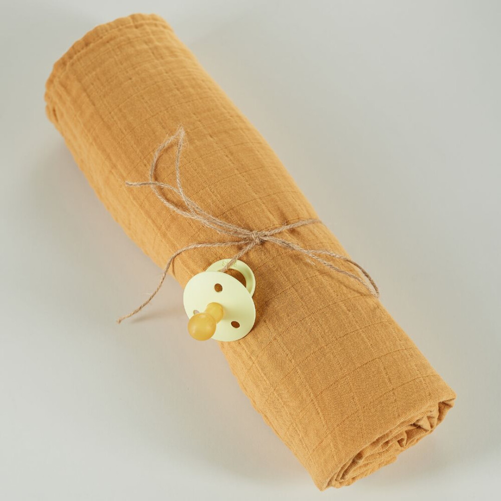 Muselina multifunctionala din bumbac 100% organic, ONINO HUG.me, Honey Gold, x1 bucata, 120 x 120 cm, certificata GOTS