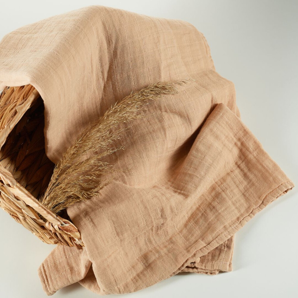 Muselina multifunctionala din bumbac 100% organic, ONINO HUG.me, Oatmeal Beige, x1 bucata, 120 x 120 cm, certificata GOTS
