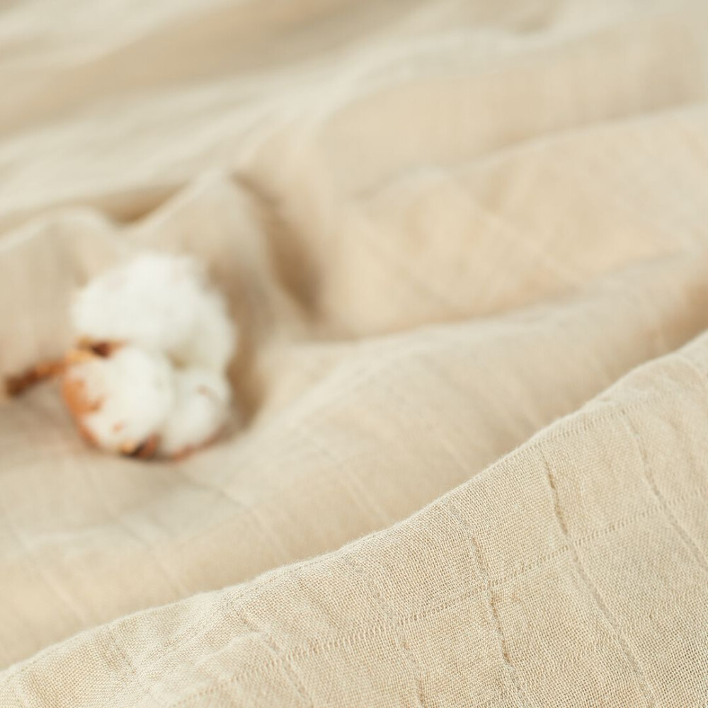 Muselina multifunctionala din bumbac 100% organic, ONINO HUG.me, Creamy Vanilla, x1 bucata, 120 x 120 cm, certificata GOTS