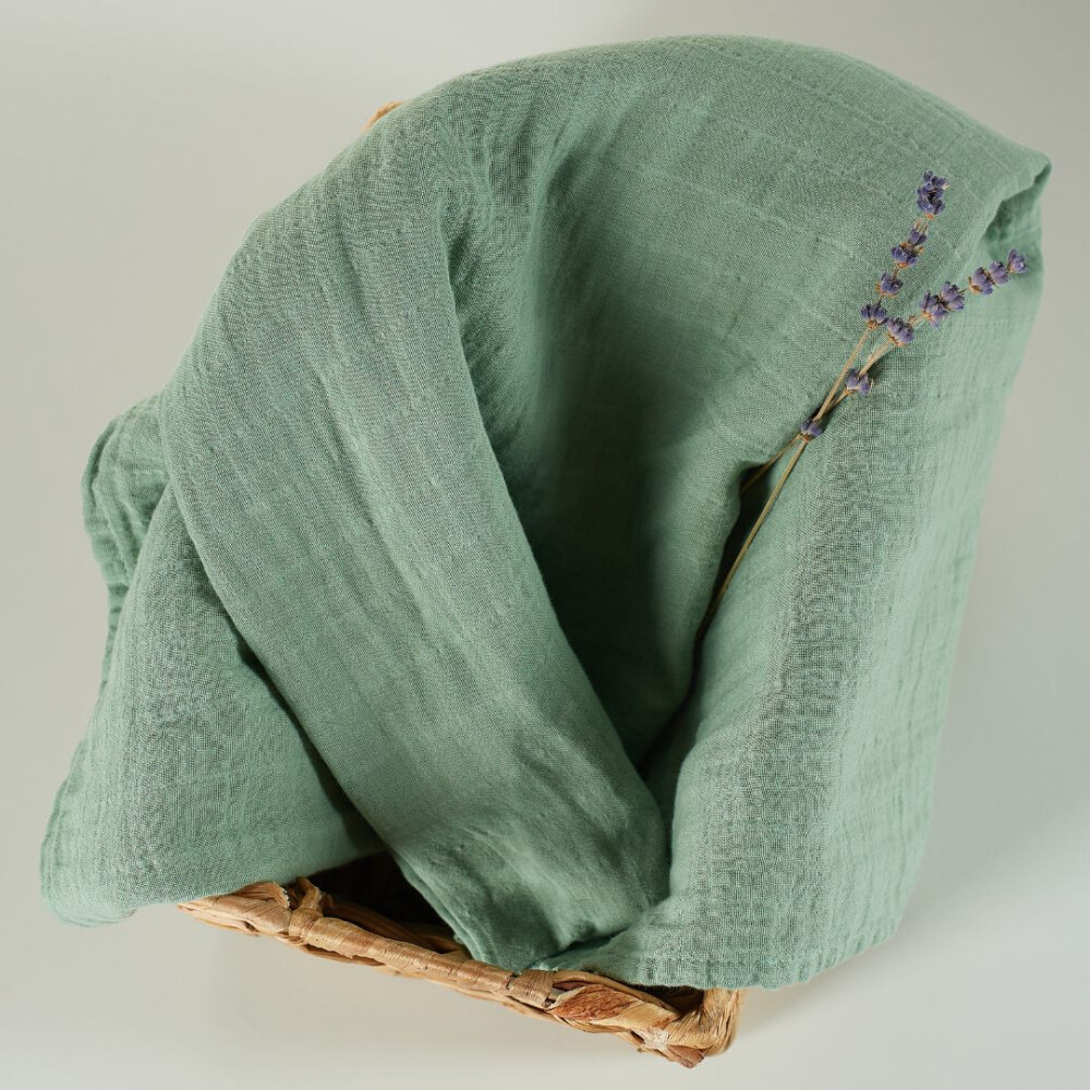 Muselina multifunctionala din bumbac 100% organic, ONINO HUG.me, Serene Green, x1 bucata, 120 x 120 cm, certificata GOTS