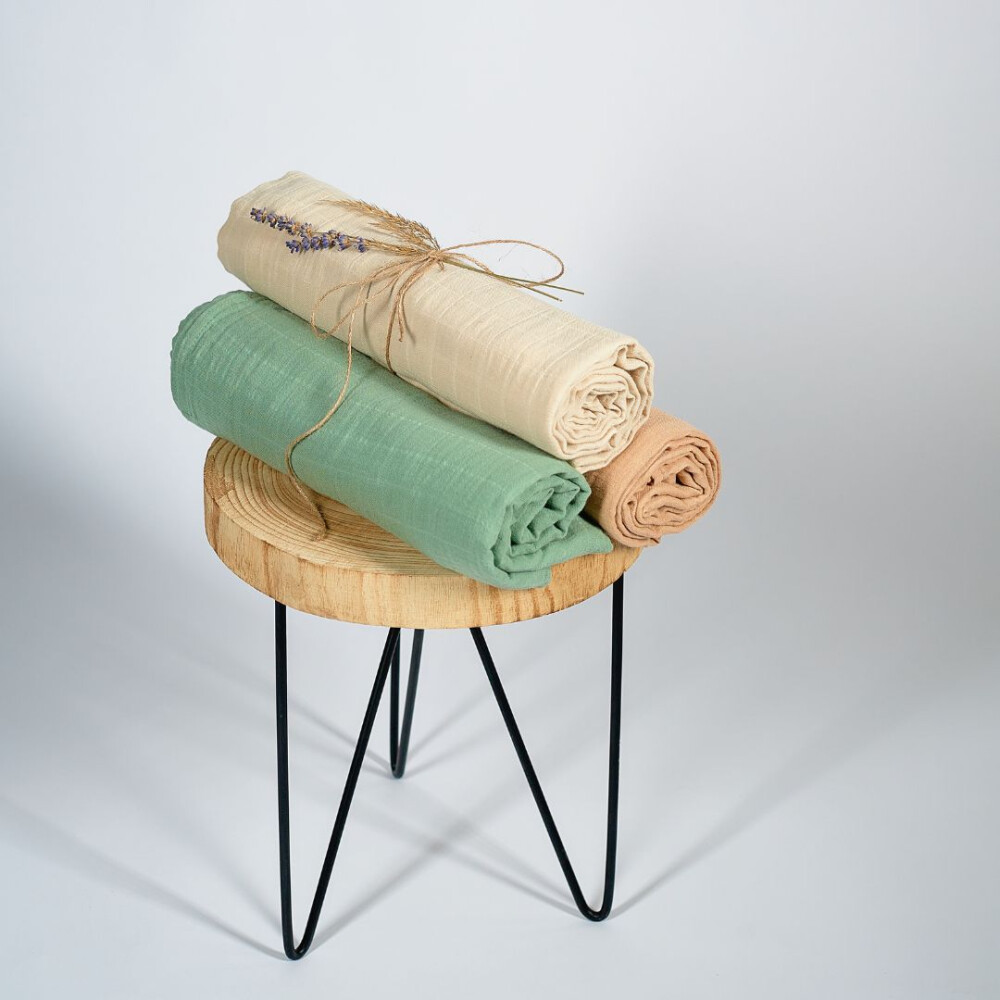 Muselina multifunctionala din bumbac 100% organic, ONINO HUG.me, Serene Green, x1 bucata, 120 x 120 cm, certificata GOTS
