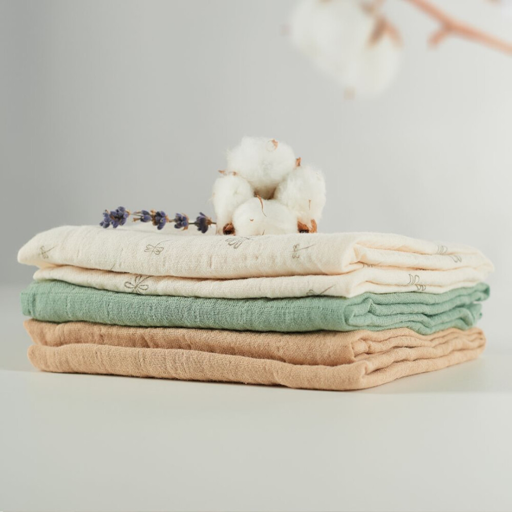 Muselina multifunctionala din bumbac 100% organic, ONINO HUG.me, Pure Nature, x3 bucati, 60 x 60 cm, certificata GOTS