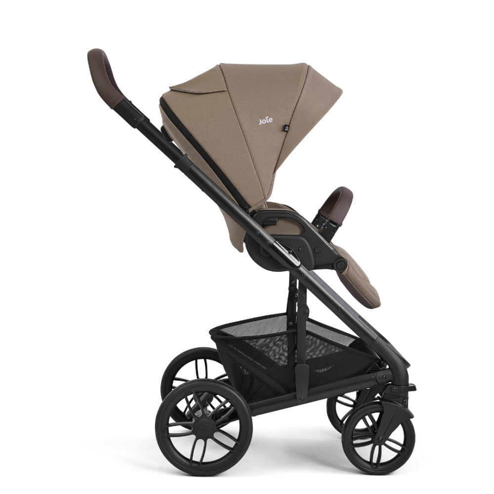 Carucior pentru copii multifunctional 3 in 1 Joie Chrome 2 Cashew (Carucior Chrome 2 Cashew + Landou Chrome Cashew + scoica i-Snug 2 Cashew)