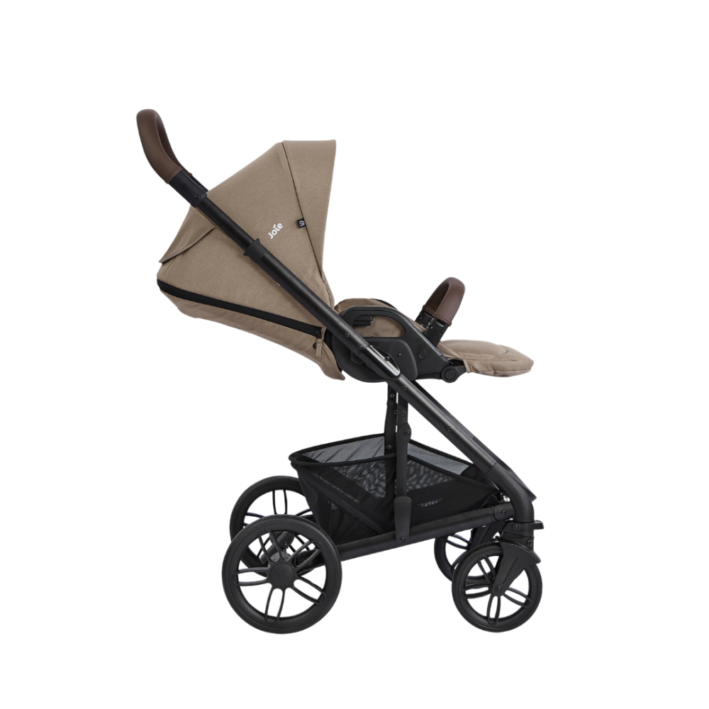 Carucior pentru copii multifunctional 3 in 1 Joie Chrome 2 Cashew (Carucior Chrome 2 Cashew + Landou Chrome Cashew + scoica i-Snug 2 Cashew)