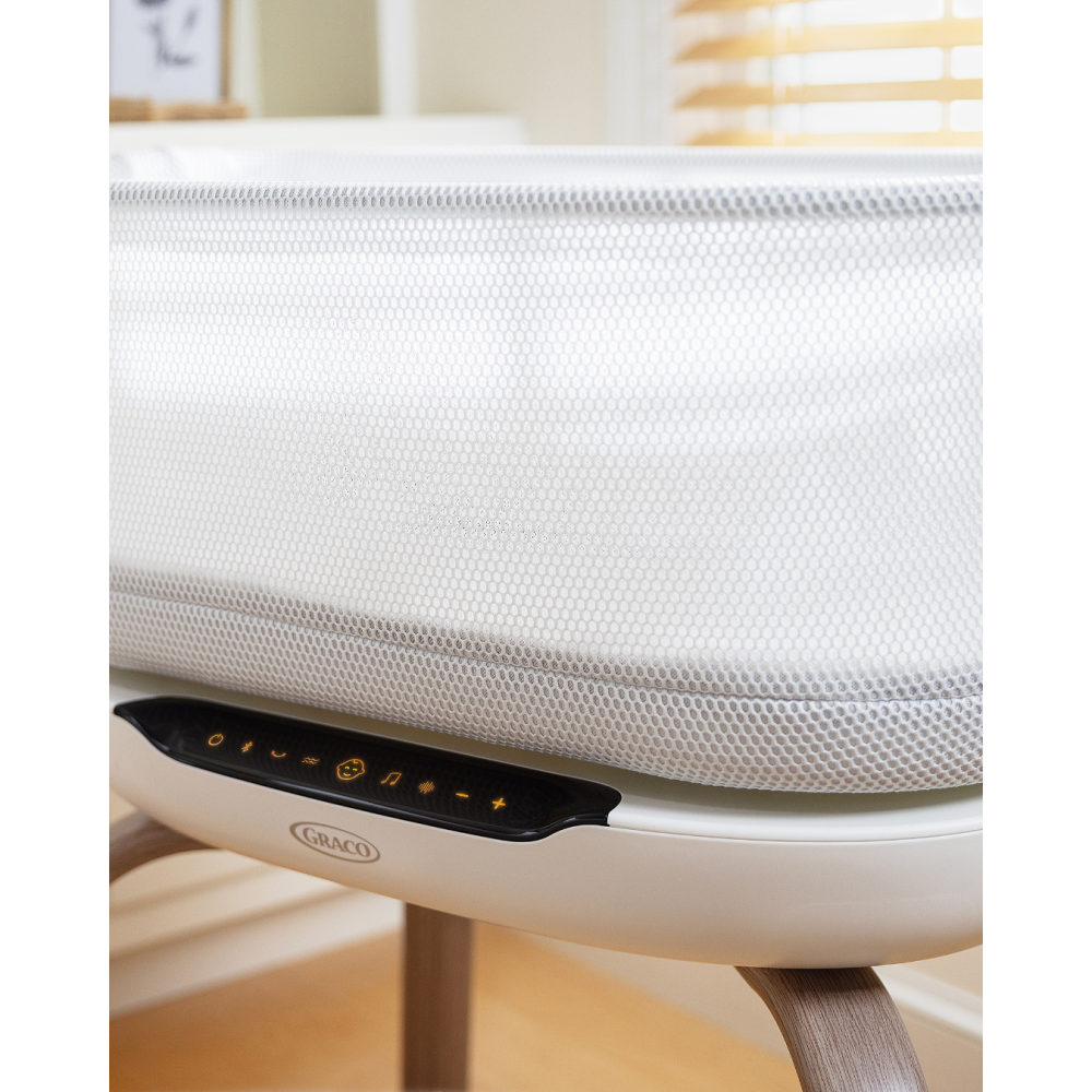 Patut co-sleeper Graco Eluma Nest Luna cu leganare automata si sistem inteligent de detectare a plansului