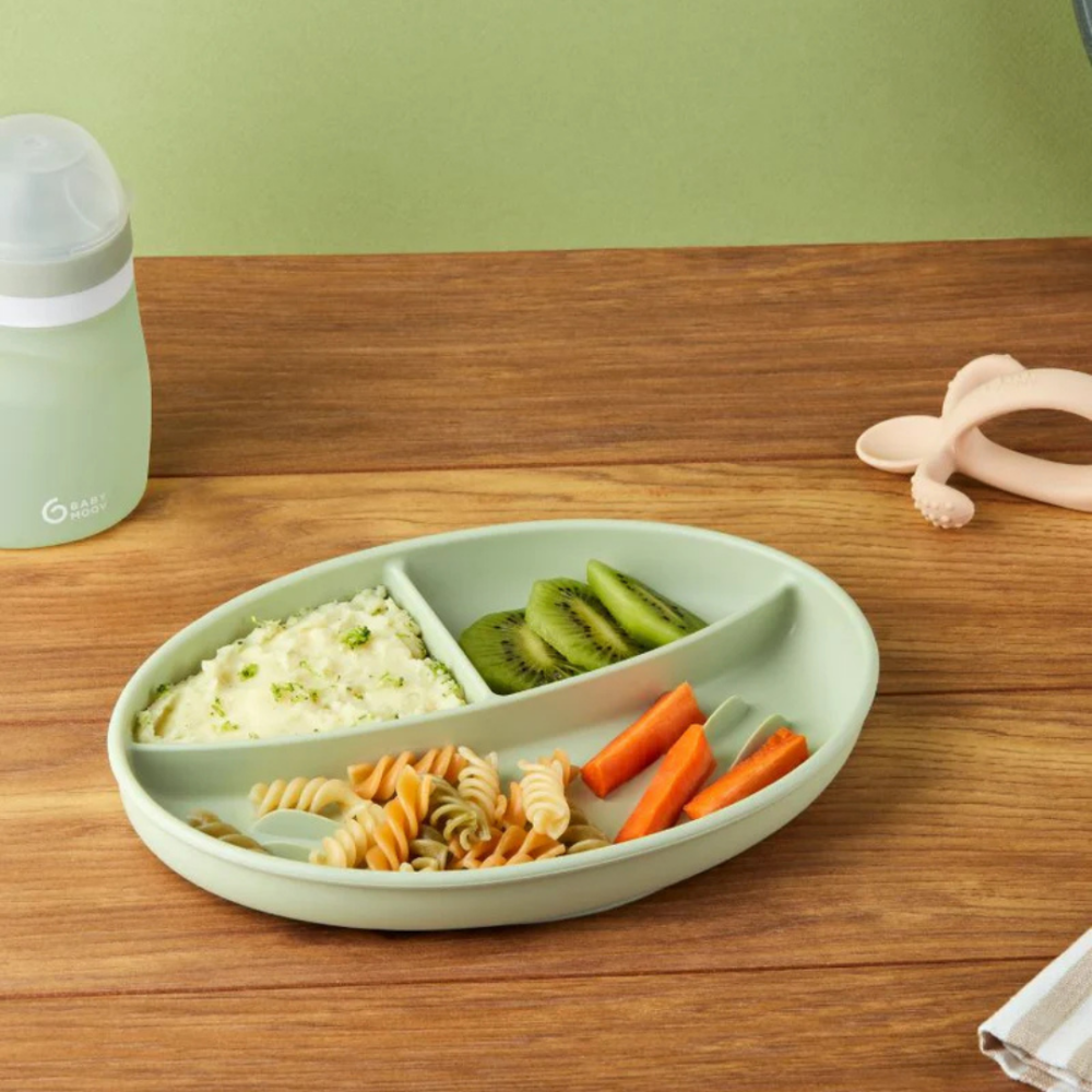Farfurie compartimentata din silicon cu 3 secțiuni – Babymoov Mix’n’Match