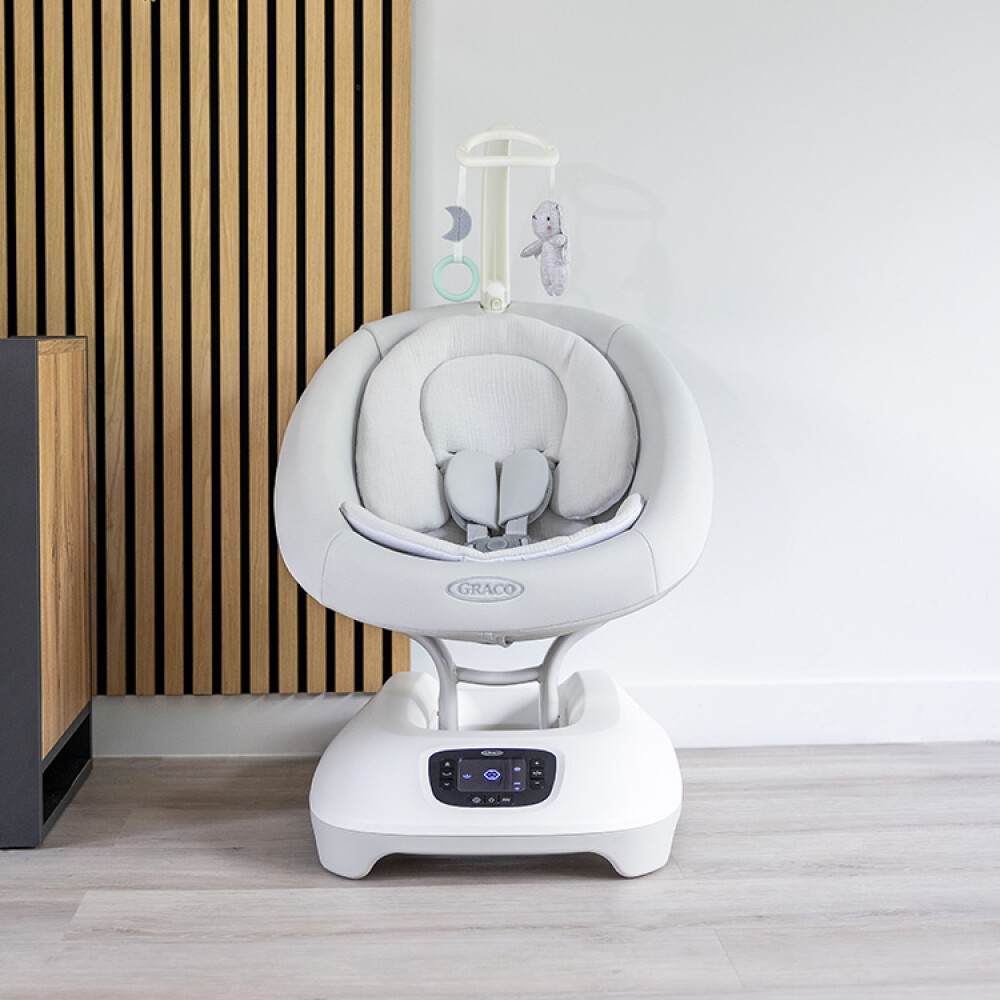 Leagan electric Graco Eluma Sway cu tehnologie inteligenta de detectare a plansului, pentru bebelusi, alb Rori