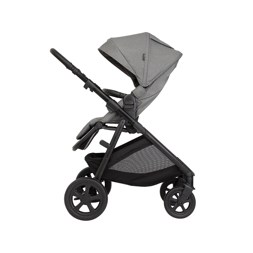 Carucior pentru copii multifunctional 3 in 1 Graco Near2Me DLX Ash (Carucior Near2Me DLX + Landou Near2Me DLX + Scoica SnugLite)