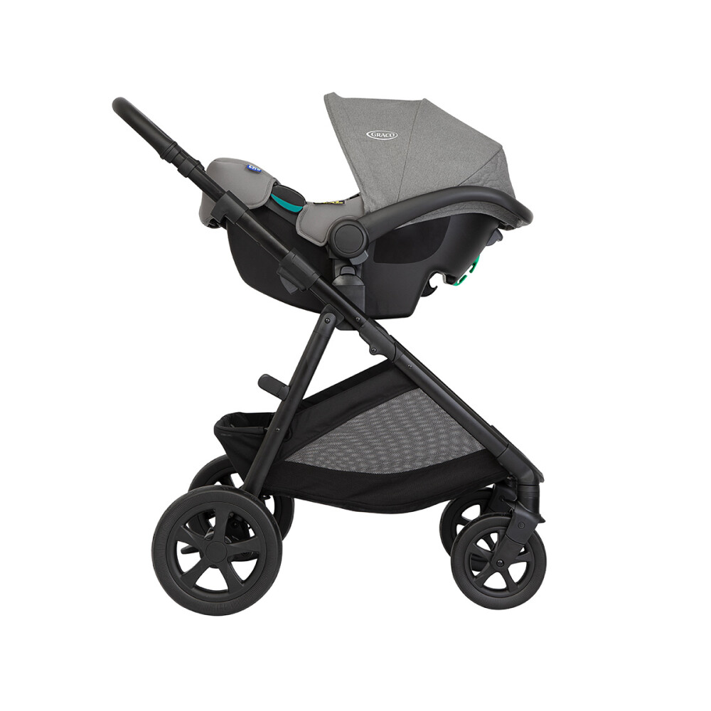 Carucior pentru copii multifunctional 3 in 1 Graco Near2Me DLX Ash (Carucior Near2Me DLX + Landou Near2Me DLX + Scoica SnugLite)