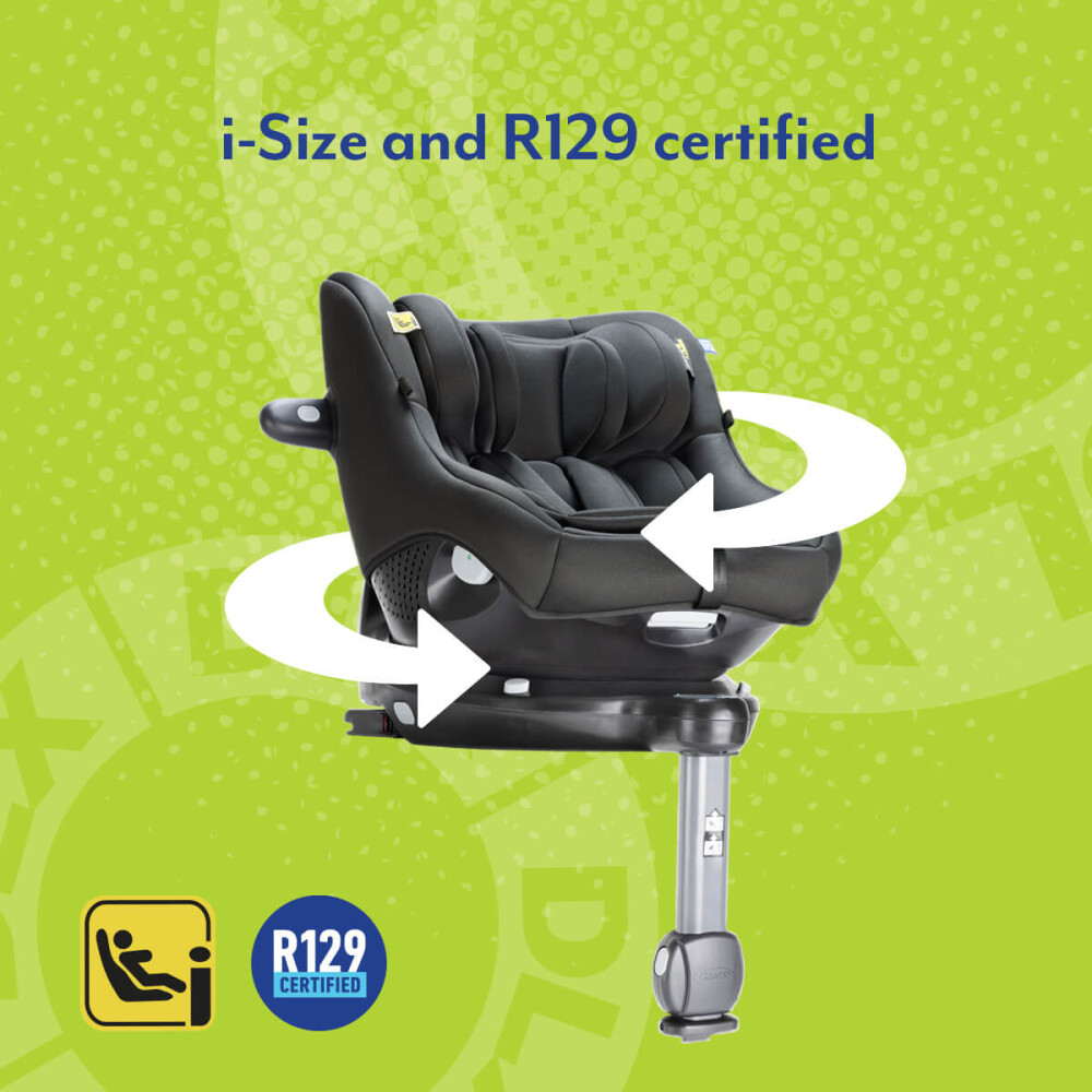 Scaun auto Graco Turn2Me 360° DLX Iron, 40-105 cm, certificata R129 si testat ADAC