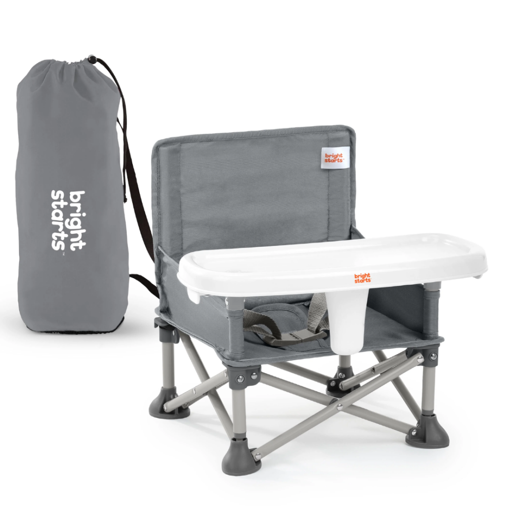 Scaun de masa portabil Bright Starts Pop 'N Sit Grey