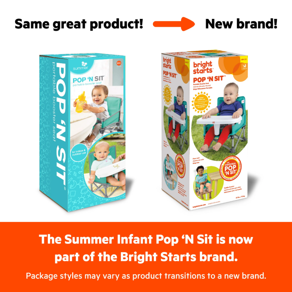 Scaun de masa portabil Bright Starts Pop 'N Sit Grey
