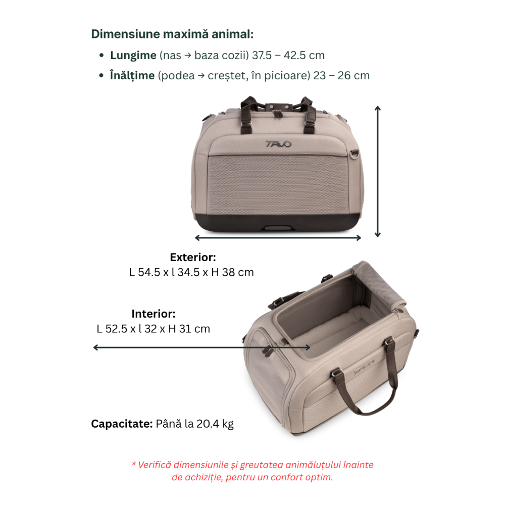 Sistem de transport si protectie auto pentru Animale de Companie tip geanta Tavo Hendrick cu sistem de prindere Isofix, max 20.4 kg, Tawny