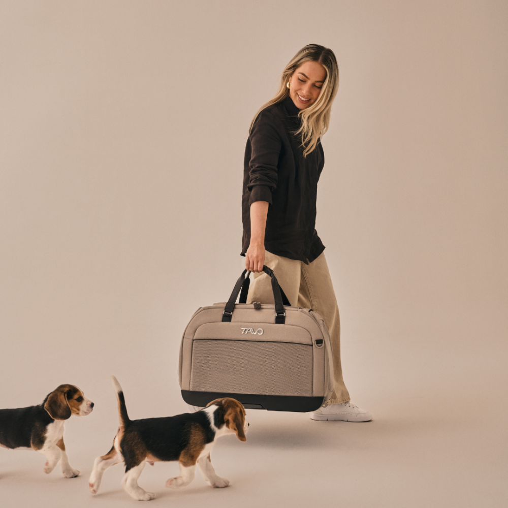 Sistem de transport si protectie auto pentru Animale de Companie tip geanta Tavo Hendrick cu sistem de prindere Isofix, max 20.4 kg, Tawny