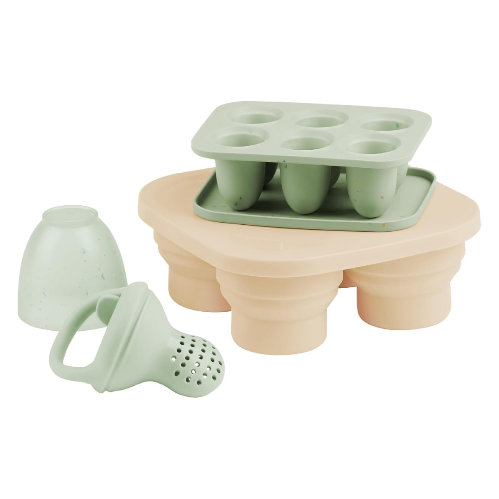 Set recipiente Babymoov din silicon si feeder pentru bebelusi