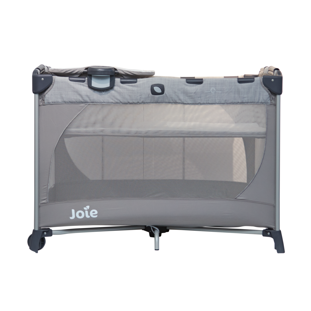 Patut pliant Joie Commuter Change Gray Stripes, cu cosulet detasabil inclus