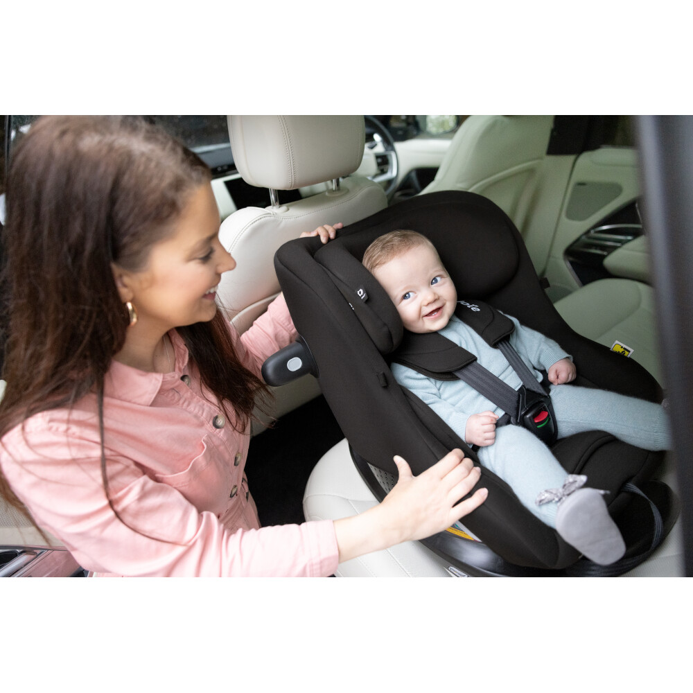 Scaun auto pentru copii Joie i-Size i-Pivot 360° Dark Slate, nastere - 105 cm, testat Suplimentar la impact lateral, frontal si din spate