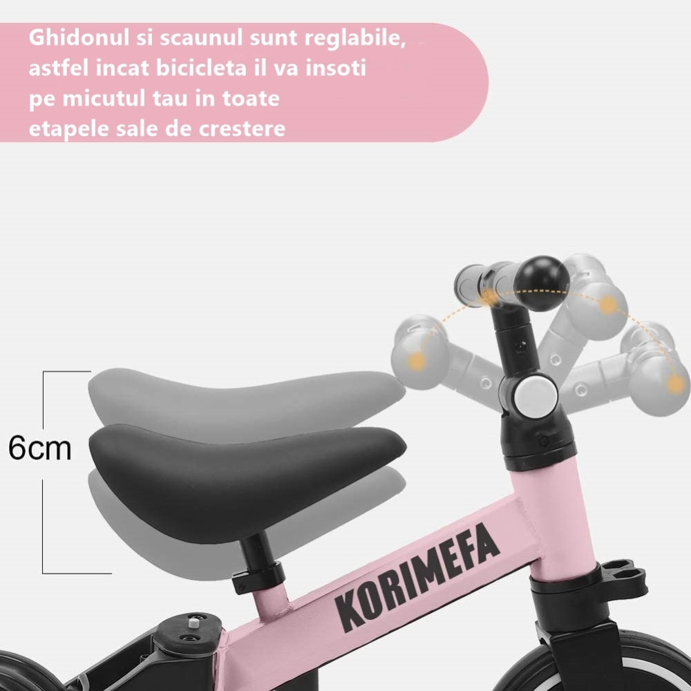 Korimefa - Tricicleta 3 in 1 Roz