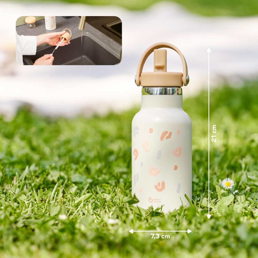 Sticla termoizolanta Babymoov din inox Little Explorer Animal Print Ivory