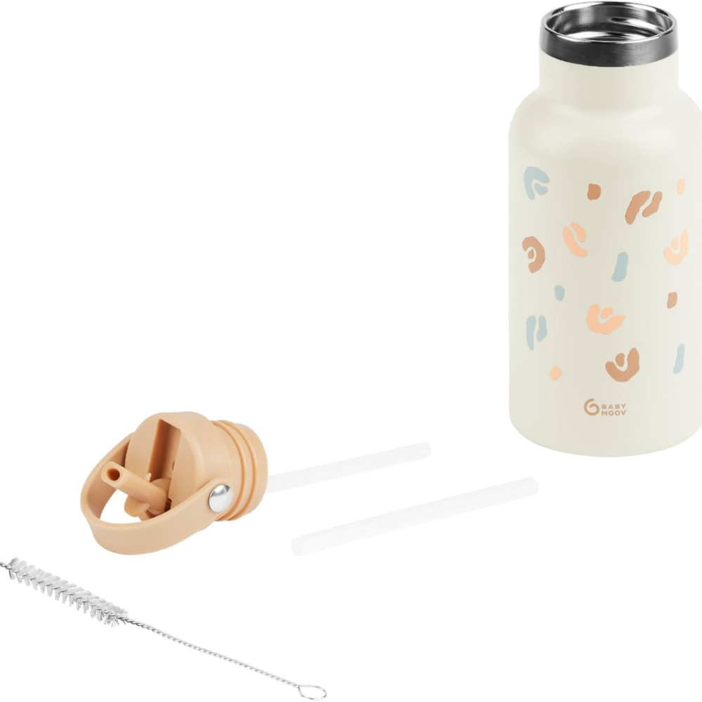 Sticla termoizolanta Babymoov din inox Little Explorer Animal Print Ivory