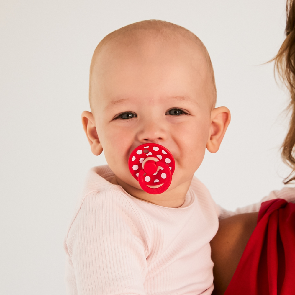 BIBS - Set 2 suzete Colour Studio Collection Polka Dots, tetina rotunda, 6 luni+