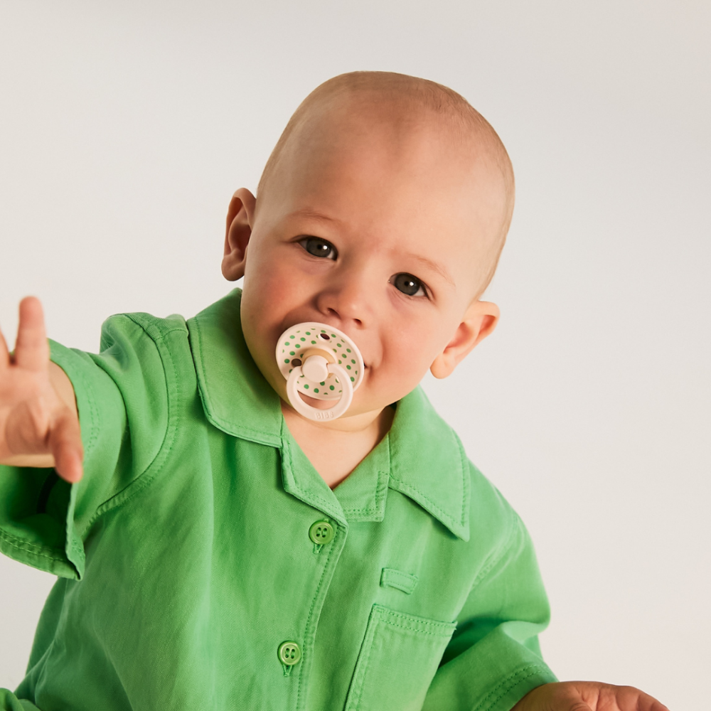 BIBS - Set 2 suzete Colour Studio Collection Polka Dots, tetina rotunda, 6 luni+