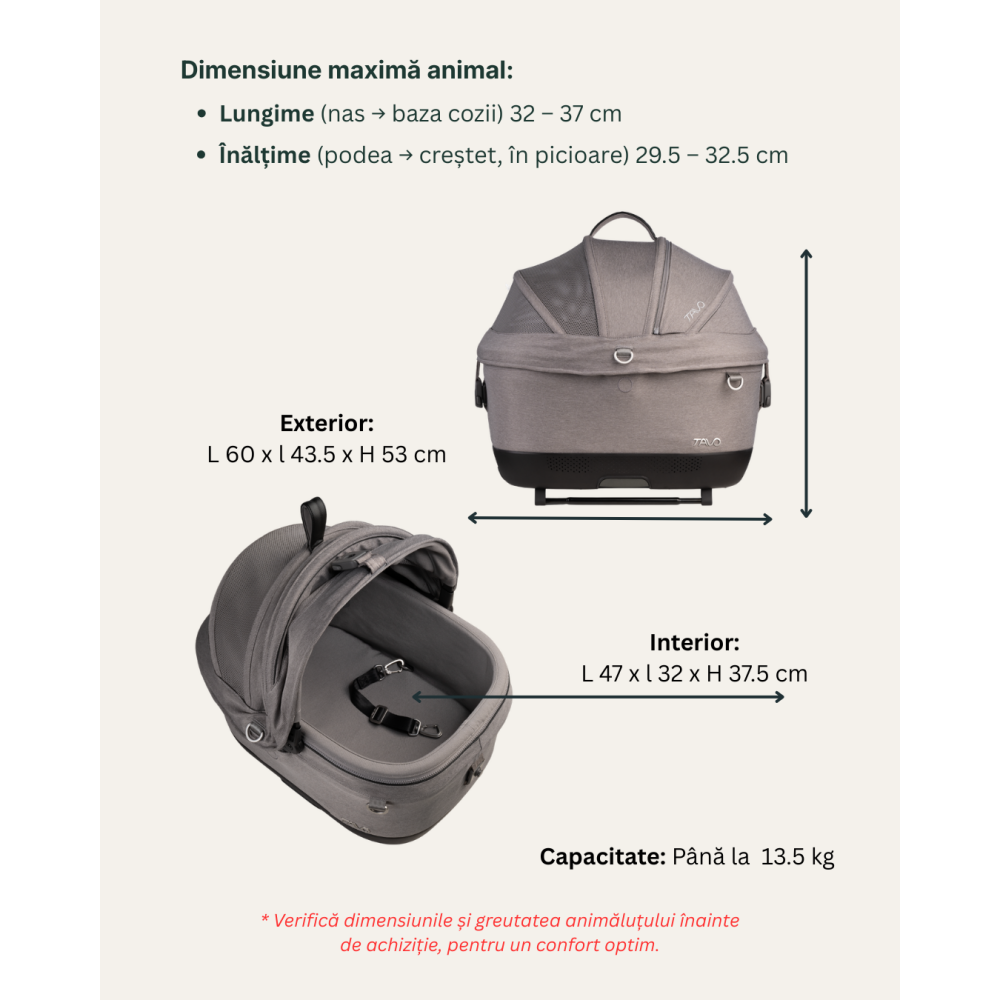 Sistem de transport si protectie pentru animale de companie Tavo Maeve ISO5X, Merle, cu Isofix integrat, max 13.5 kg