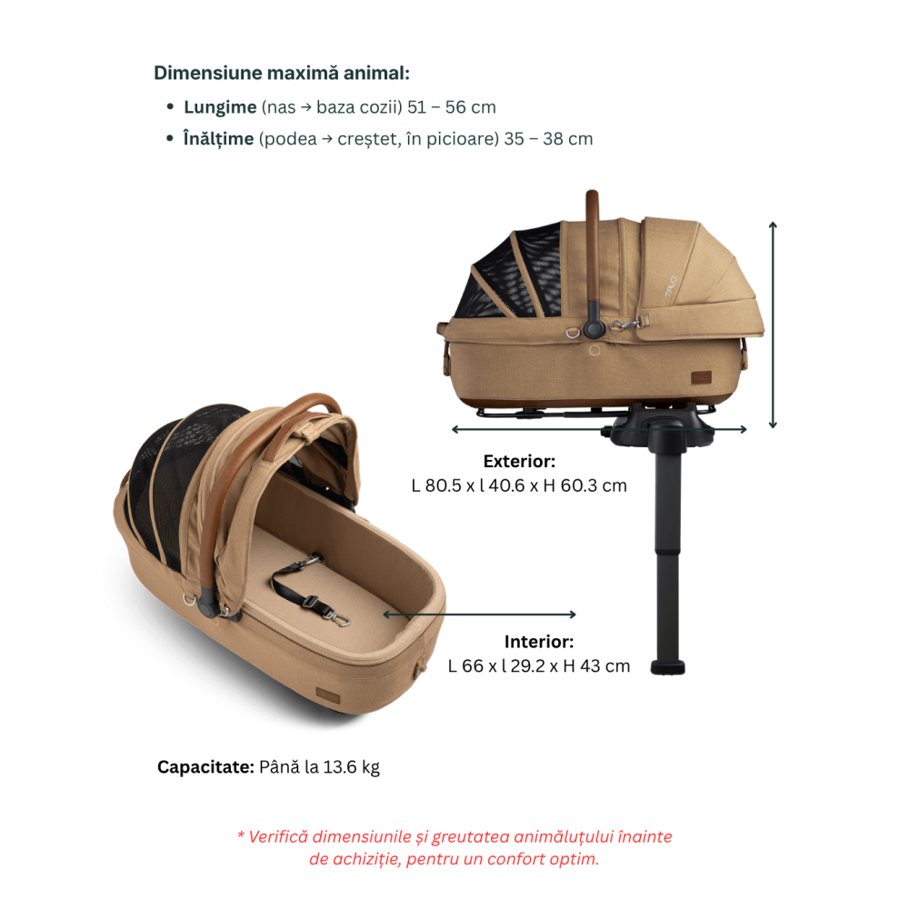 Sistem de transport si protectie pentru animale de companie Tavo Maeve Medium Rigid Sable, max 13.6 kg