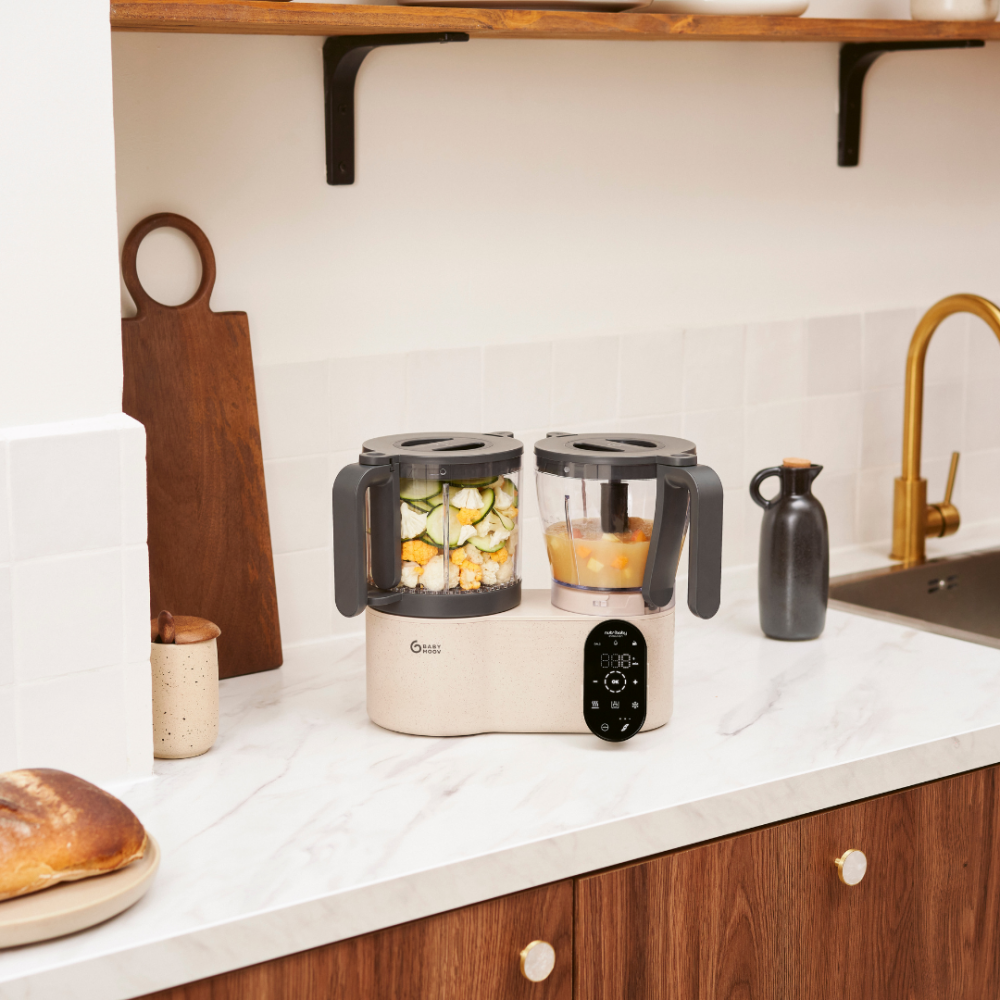 Robot multifunctional Babymoov Nutribaby Evolution 5 in 1, cu functii integrate de feliere si razuire