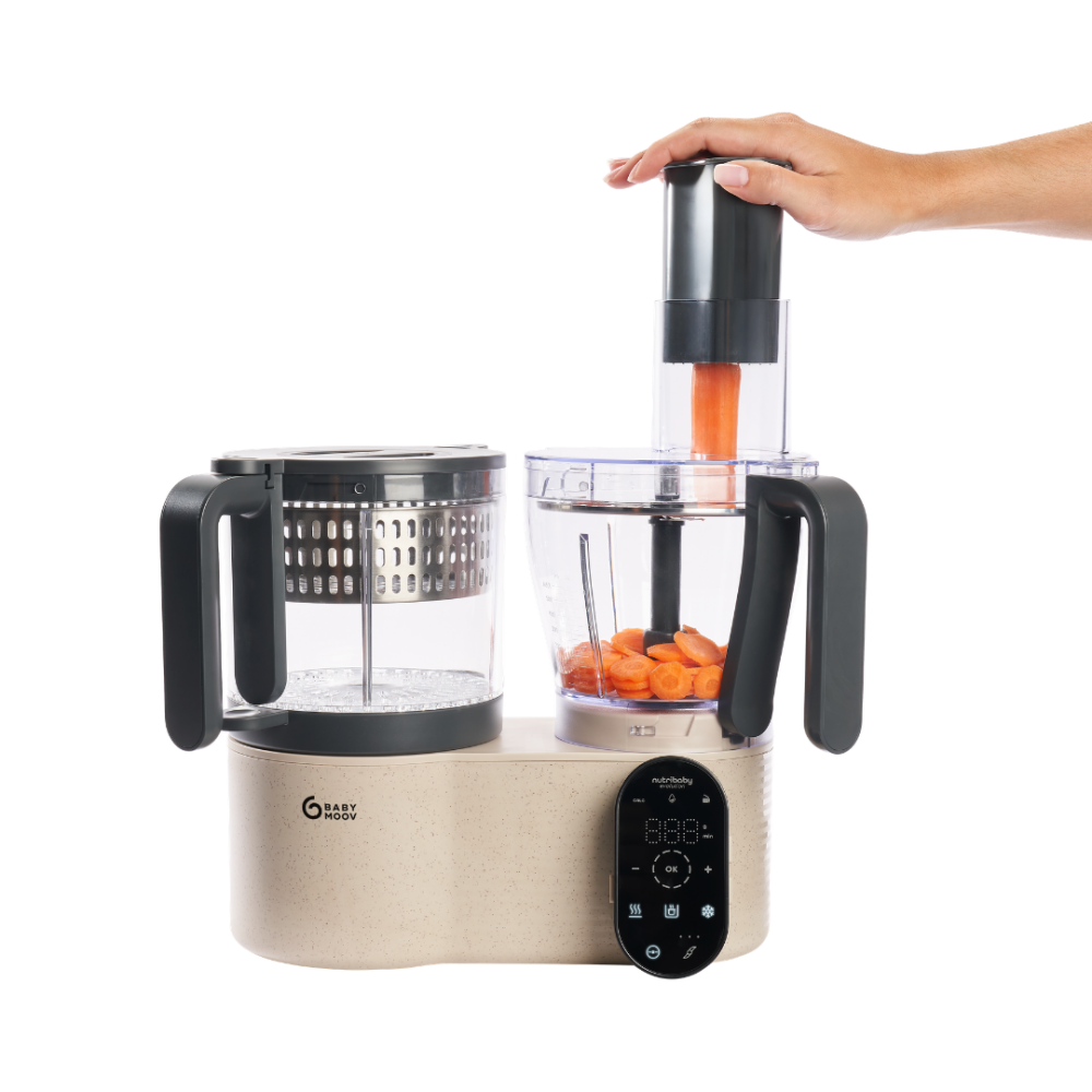 Robot multifunctional Babymoov Nutribaby Evolution 5 in 1, cu functii integrate de feliere si razuire