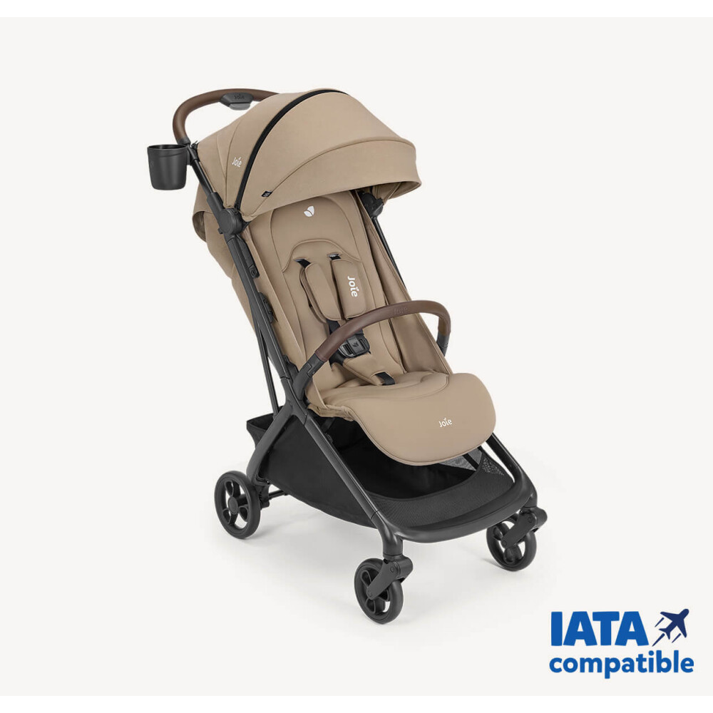 Carucior ultracompact Joie Porto Cashew, compatibil bagaj de cabina, pliere automata, de la nastere pana la 22 kg