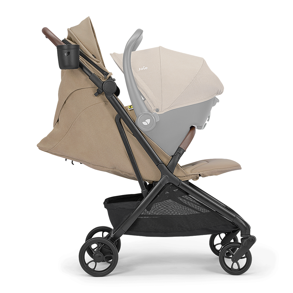 Carucior ultracompact Joie Porto Cashew, compatibil bagaj de cabina, pliere automata, de la nastere pana la 22 kg